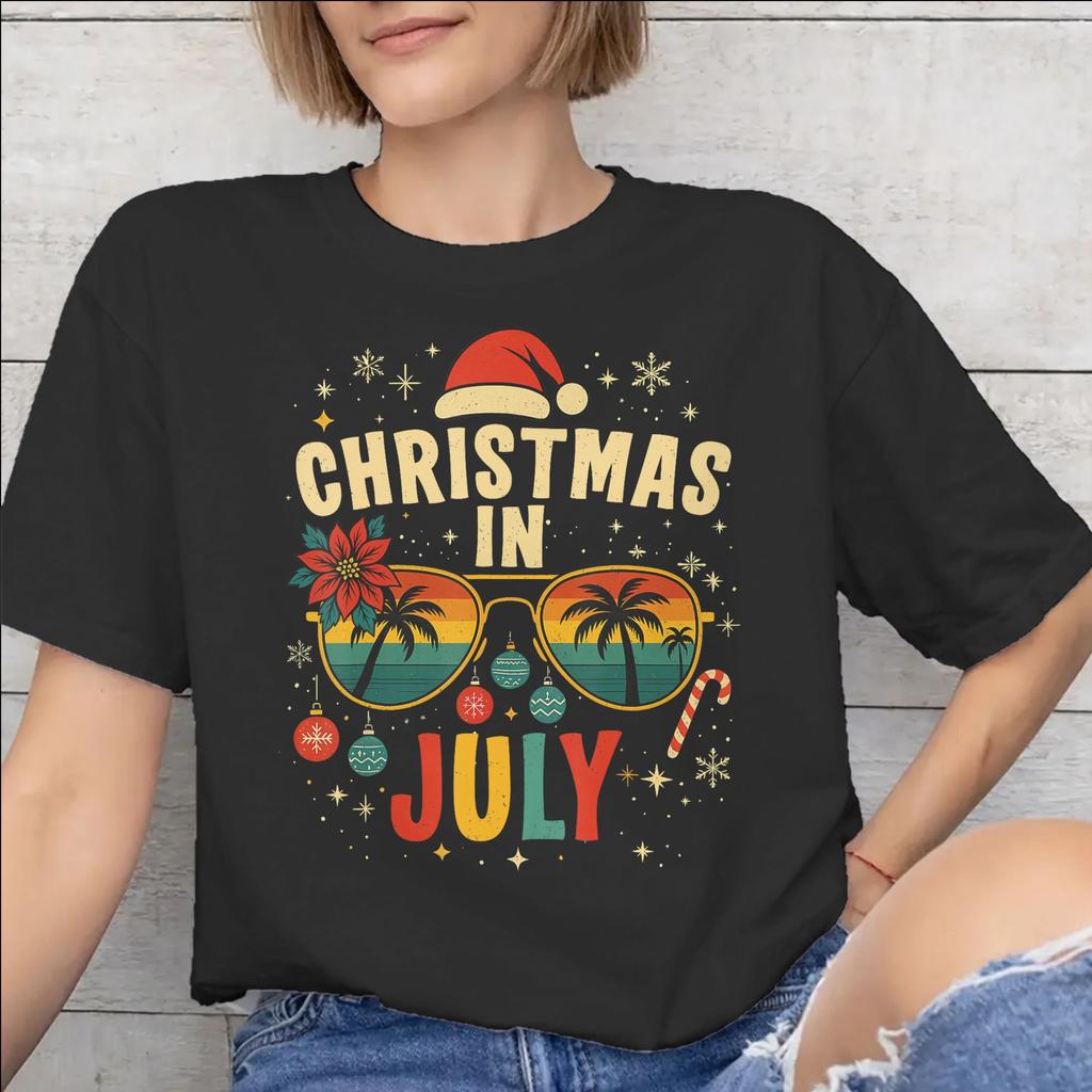 Unisex WoUnisex Graphic Printing Christmas In July Vacation T Shirt Tee Cotton Tshirts Clothing