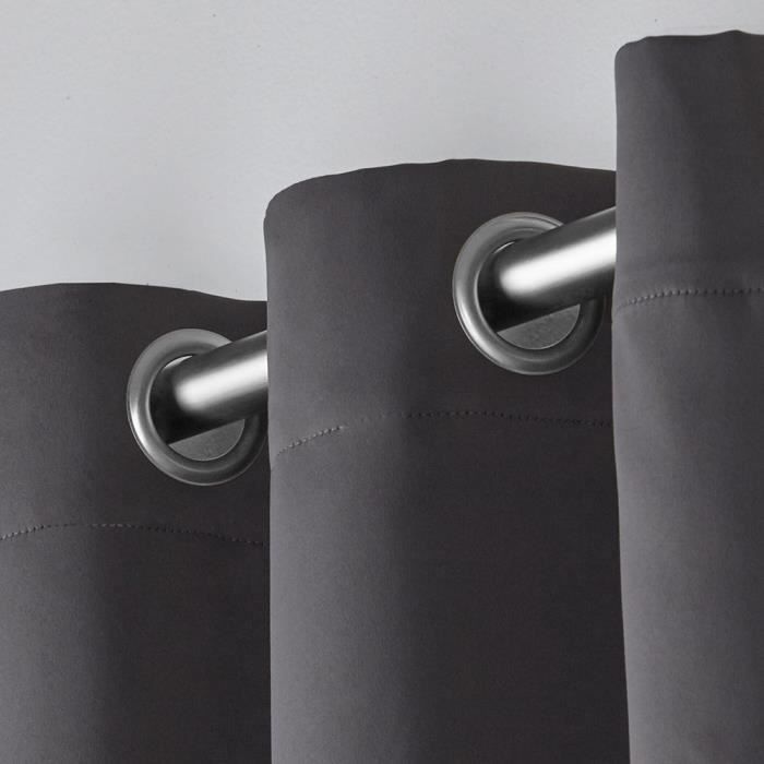 Opaque Curtains - THE COVER PARIS - 140 X 260cm - 100% Polyester - 8 Eyelets - Anthracite Grey