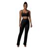 Women's Straight Draped Hip Tight Yoga Pants Solid Colour Sleeveless Vest Fashion Casual Pant Suit