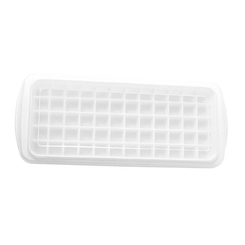 60 Grids DIY Ice Cube Tray Pressing Demoulding Silicone Ice Mould with Lid for Home White