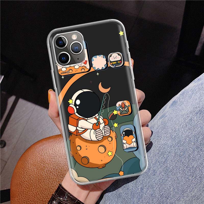 Cartoon Planet Astronaut Star Rocket Cover Phone Case For Apple iPhone 11 12 13 14 Pro 7 XR X XS Max 6 6S 8 Plus + Mini 5 SE