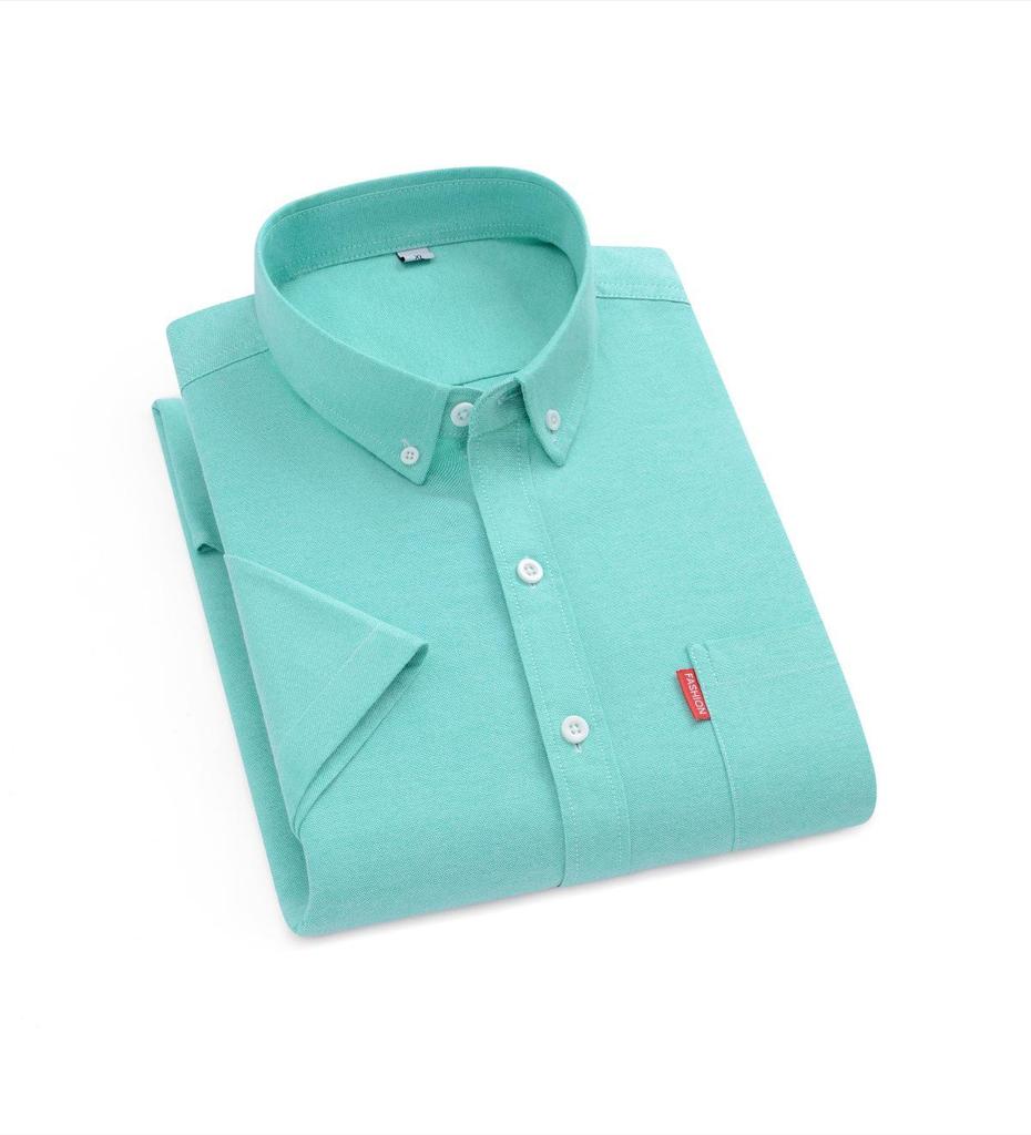 Men's Slim Fit Short Sleeve Oxford Shirt with Pocket