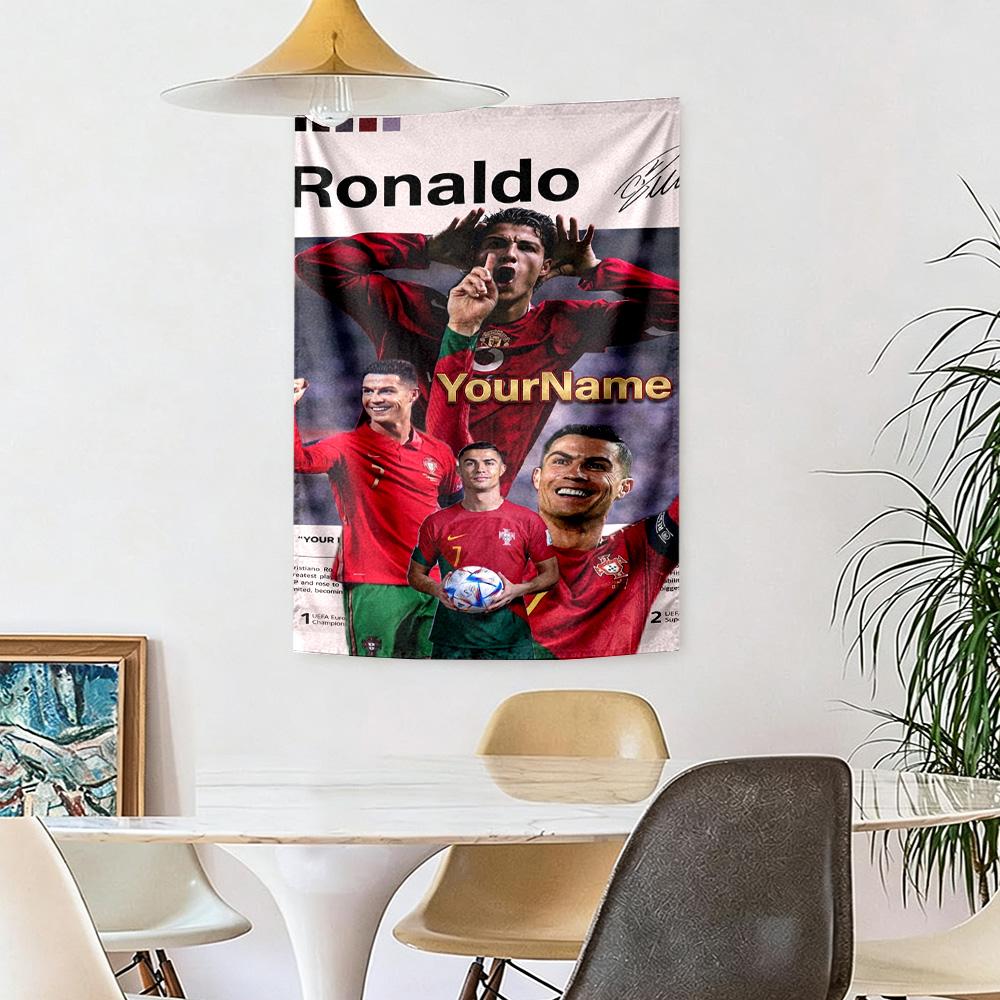 Cristiano Ronaldo Custom Jouw Naam Muurdecoratie Wandkleed Kunst Voor Huisdier Herdenking Verjaardag Bruiloft Feest Achtergrond Familiecadeau