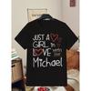 Michael Graphic Tshirt Vintage Cotton Short Sleeve Trendy Loose Fit Casual Tee For Men Breathable Summer Streetwear Top