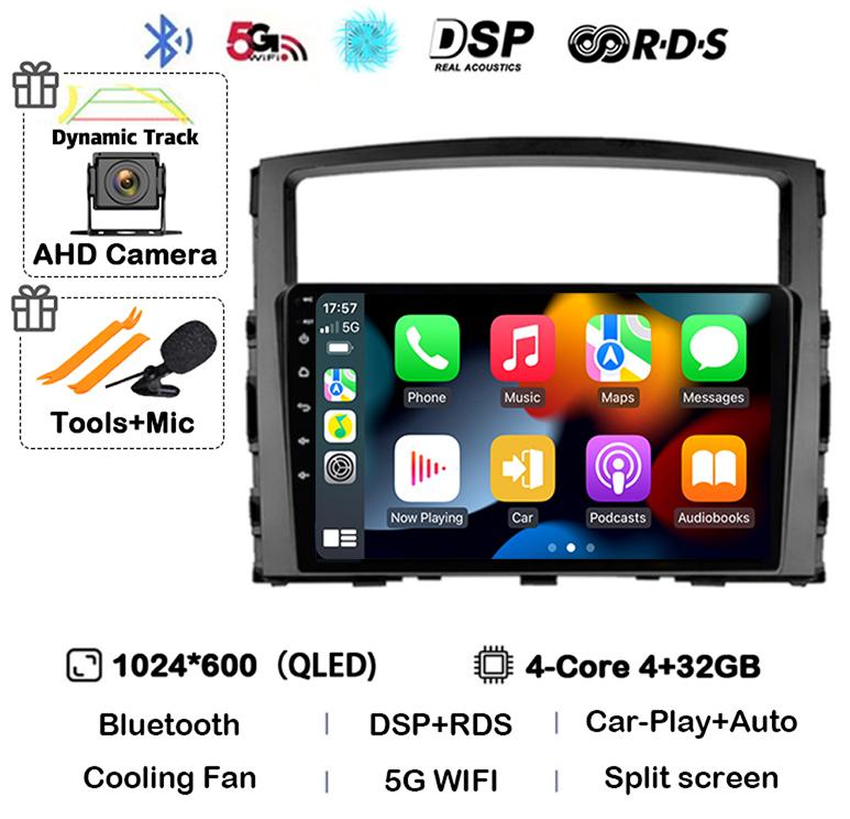 Android 14 Carplay Auto For Mitsubishi Pajero 4 V80 V90 2006 2007 2008 2009 - 2014 Car Radio Multimedia Video Player GPS Stereo