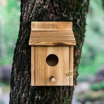 Bird House, Outdoor Box, Blue Wooden Box Birds Nest for Outside Garden Viewing