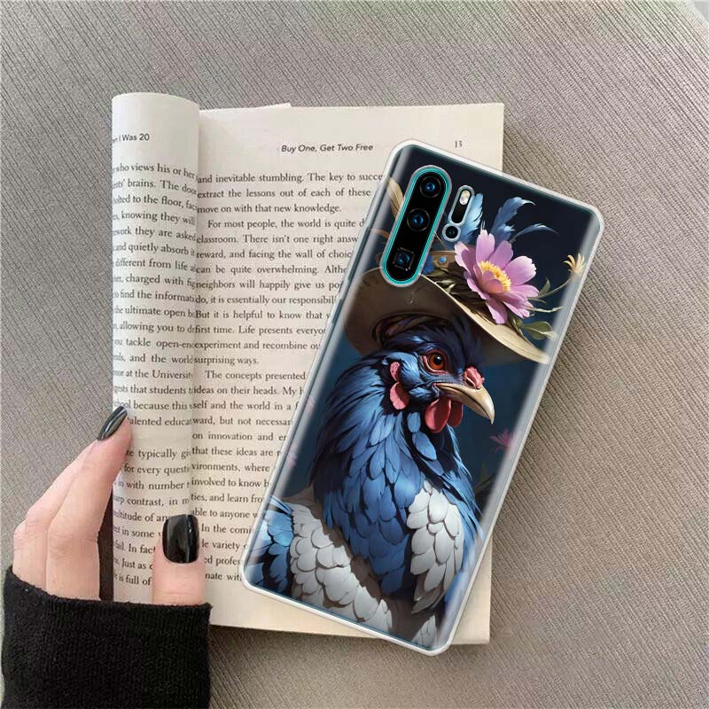 

Noble Flower Hat Flower Chicken Phone Case For Huawei P50 Pro P10 P20 P30 P40 Lite Cover Mate 40 30 20 10 Lite Capa Shell Huawei P40 Pro