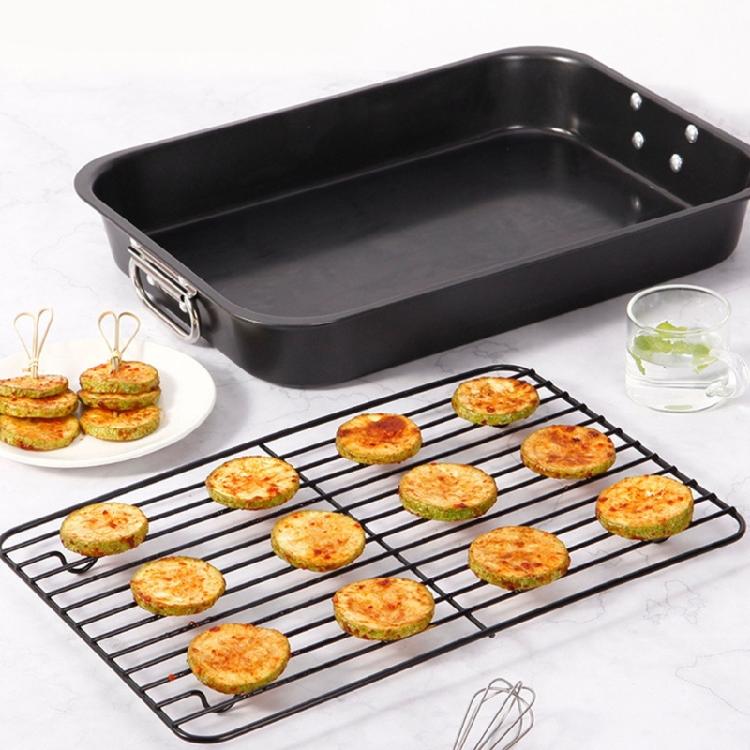 Professional 15Inch Turkey Roaster Pan Carbon Steel Roasting Pan With V-Shape Grill Large Capacity Baking Tray for Oven