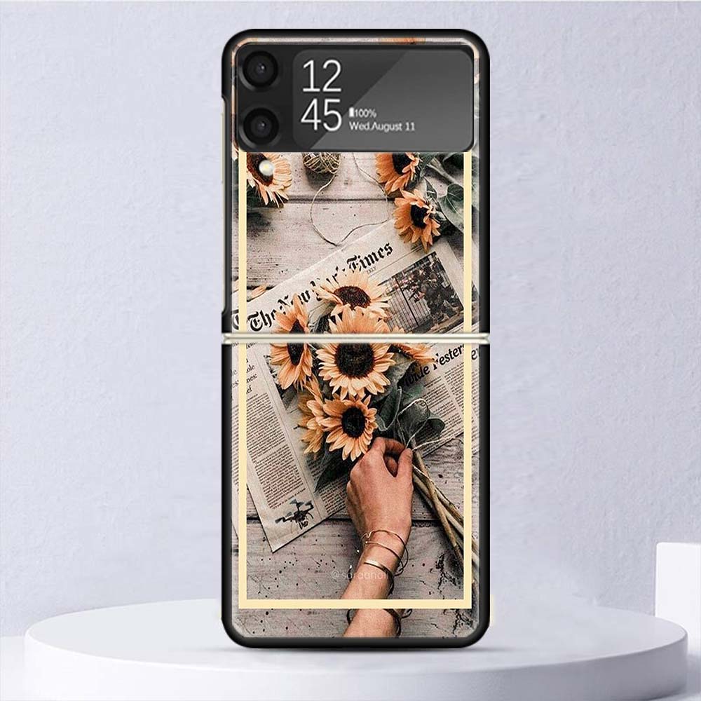 

Beauty Yellow Sunflower Print Shockproof Hard Case For Samsung Galaxy Z Flip 6 5 4 3 5G Phone Cover Z Flip3 Flip4 Flip5 Flip6 Bl Samsung Z Flip 3