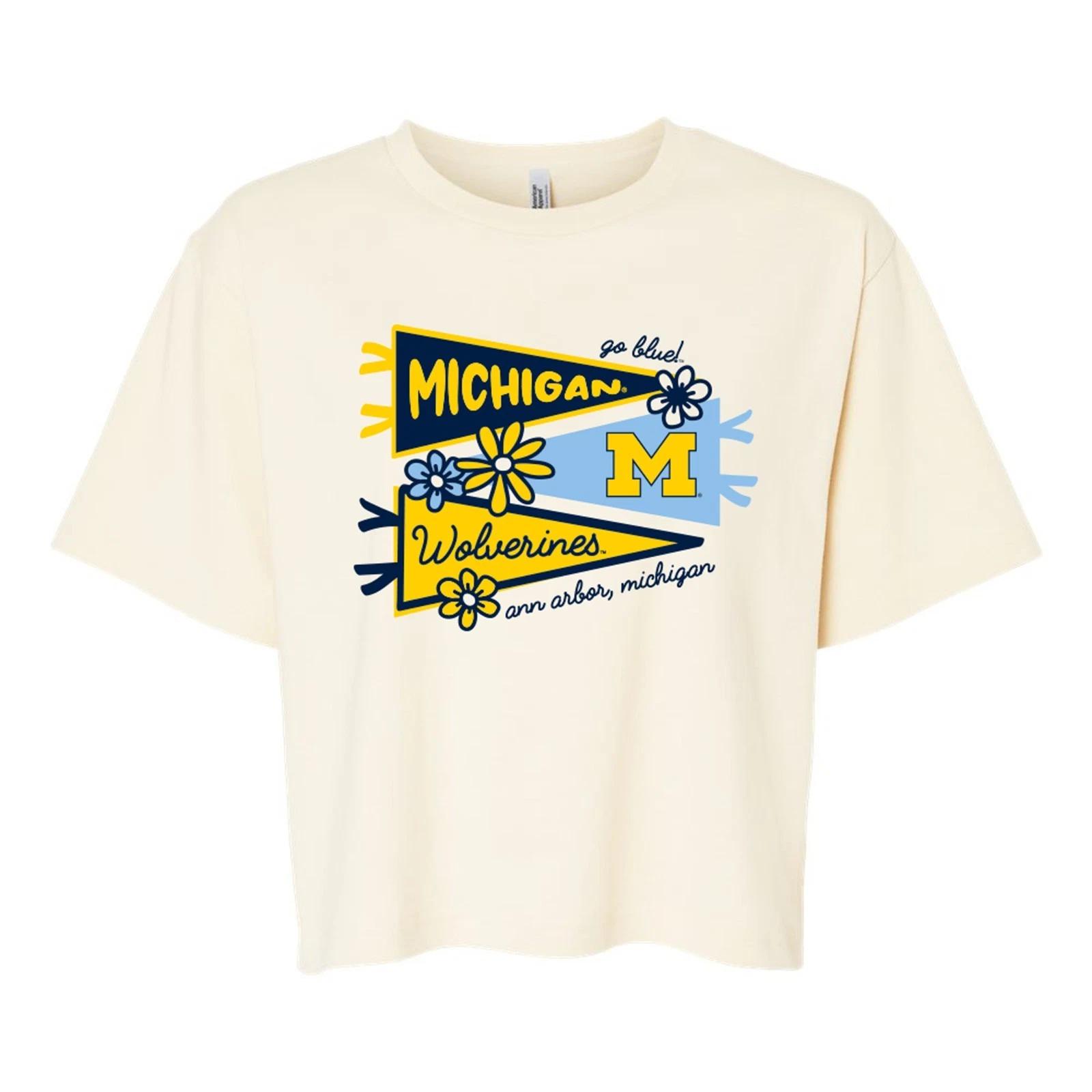 Michigan Cute Pennant Women s Fine Jersey Boxy Tee - Creme 2XL