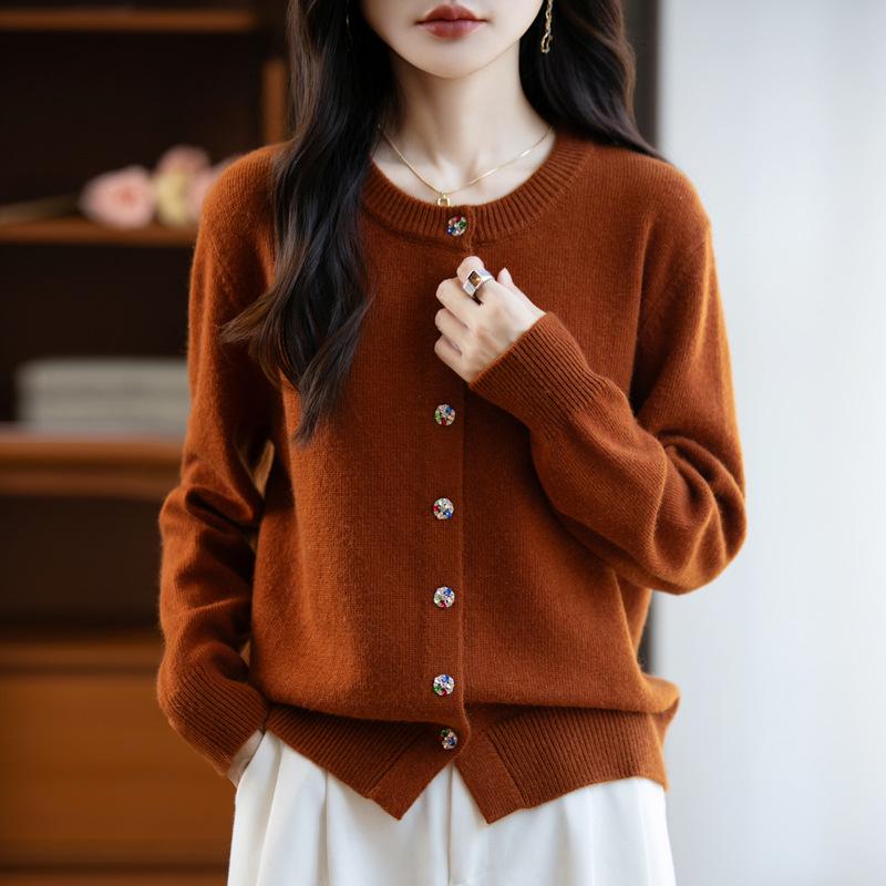 2025 Höst/Vinter Dam Plus Size Lösstickad Kofta - Långärmad High-End Tröja