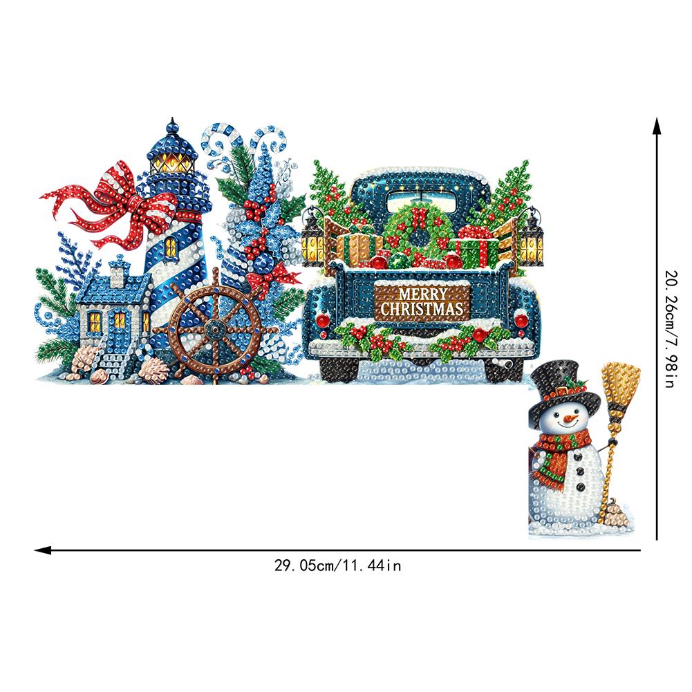 DIY Xmas Diamond Painting Door Frame Hanging Decor Partial Drill Decorative Wooden Door Pendant Diamond Arts Set for Home Office