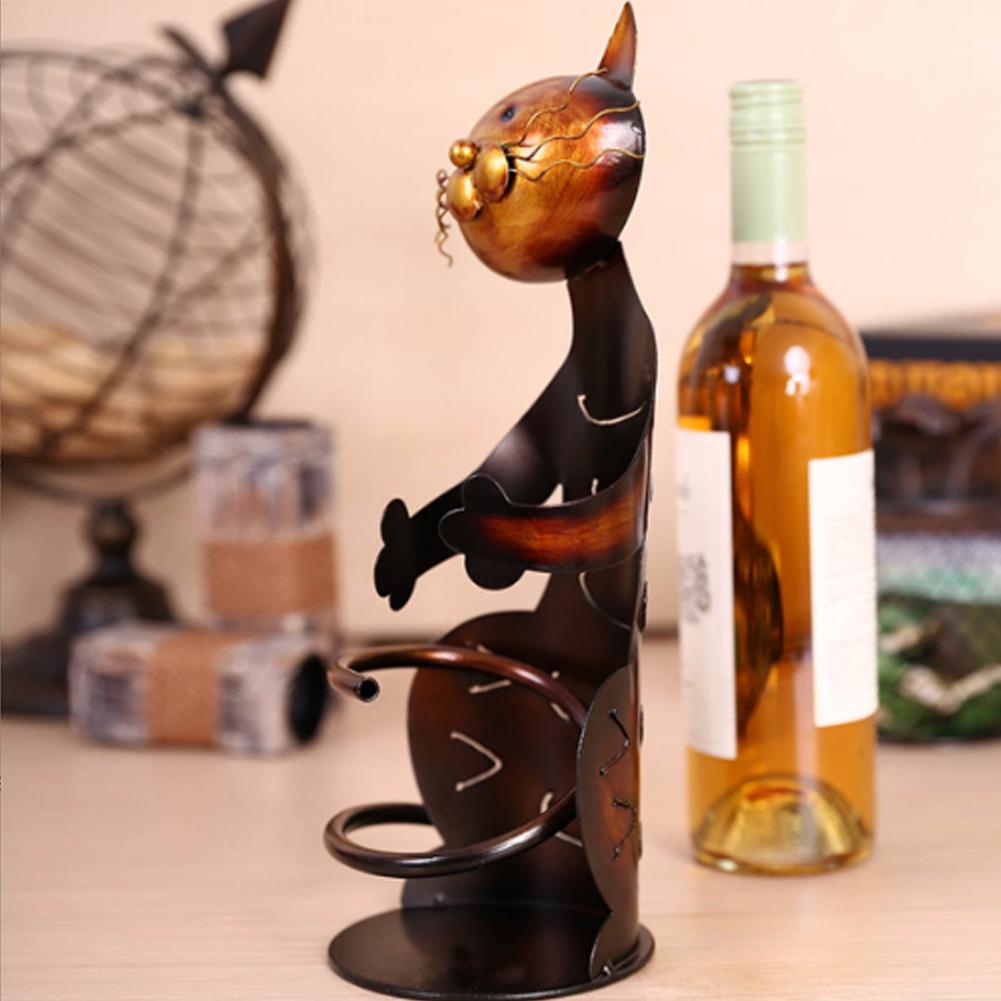 Innovativer Katzen-Umarmungsform Rotweinregalhalter Einzelne Flasche Weinständer Tischschmuck