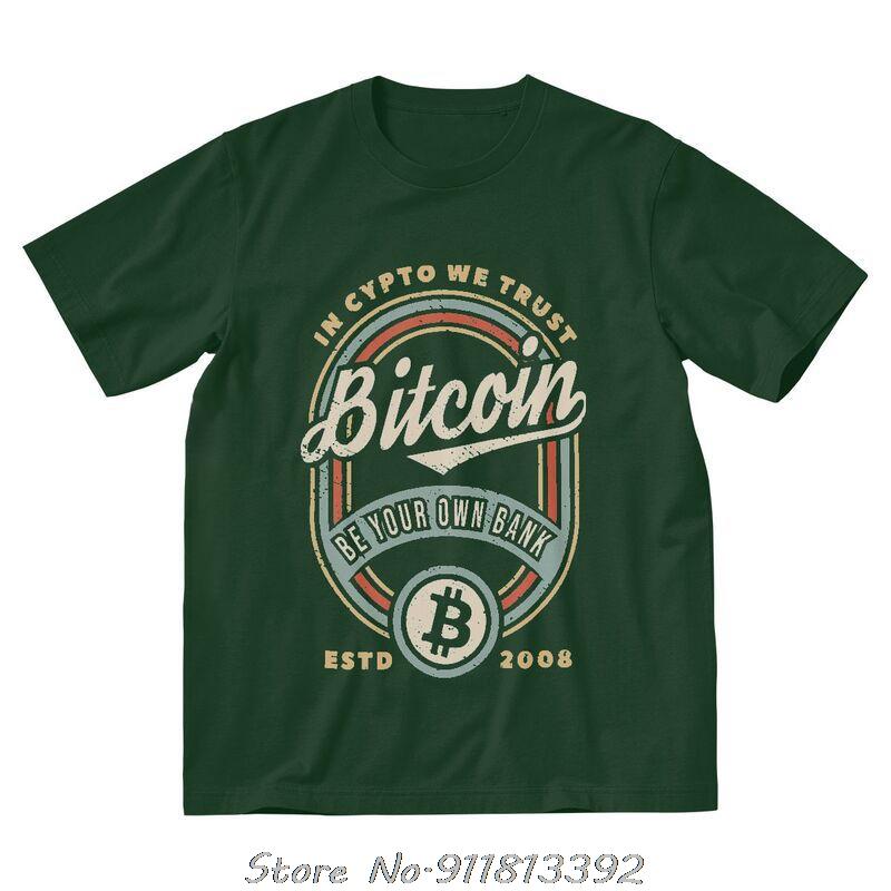 Vintage Bitcoin W Crypto We Trust Koszulka Męska Moda Koszulka Zabawna Hip Hop Streetwear Odzież Męska Oversize Koszulka
