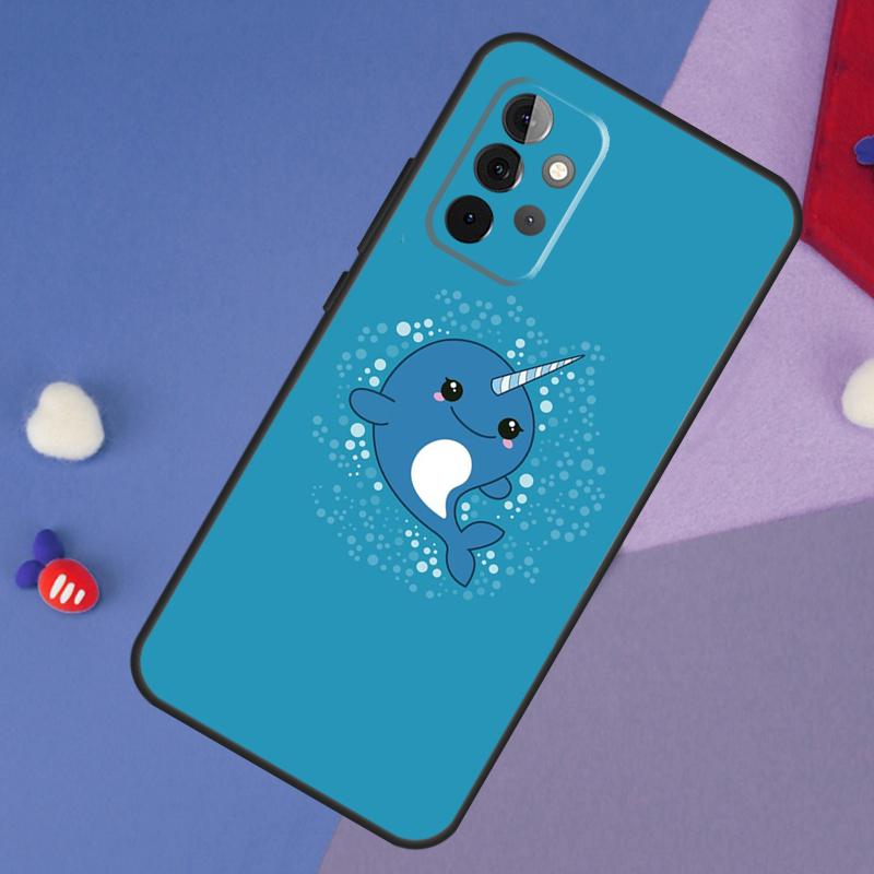 Cute Sea Narwhal Quotes Case For Samsung Galaxy A13 A16 A26 A36 A56 A06 A55 A35 A15 A54 A34 A14 A53 A12 A22 A32 A52