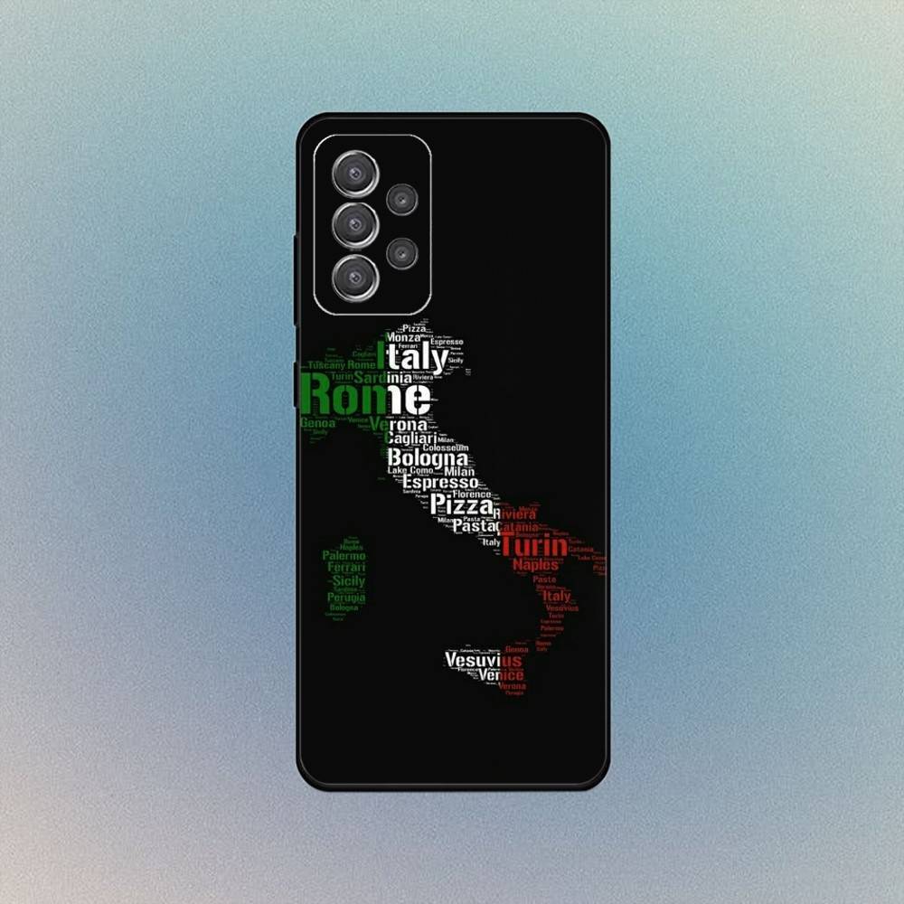Map Italy Flag Phone Case For Samsung S25,S24,S21,S22,S23,S30,Ultra,S20,Plus,Fe,Lite,Note,10,9,5G Black Cover