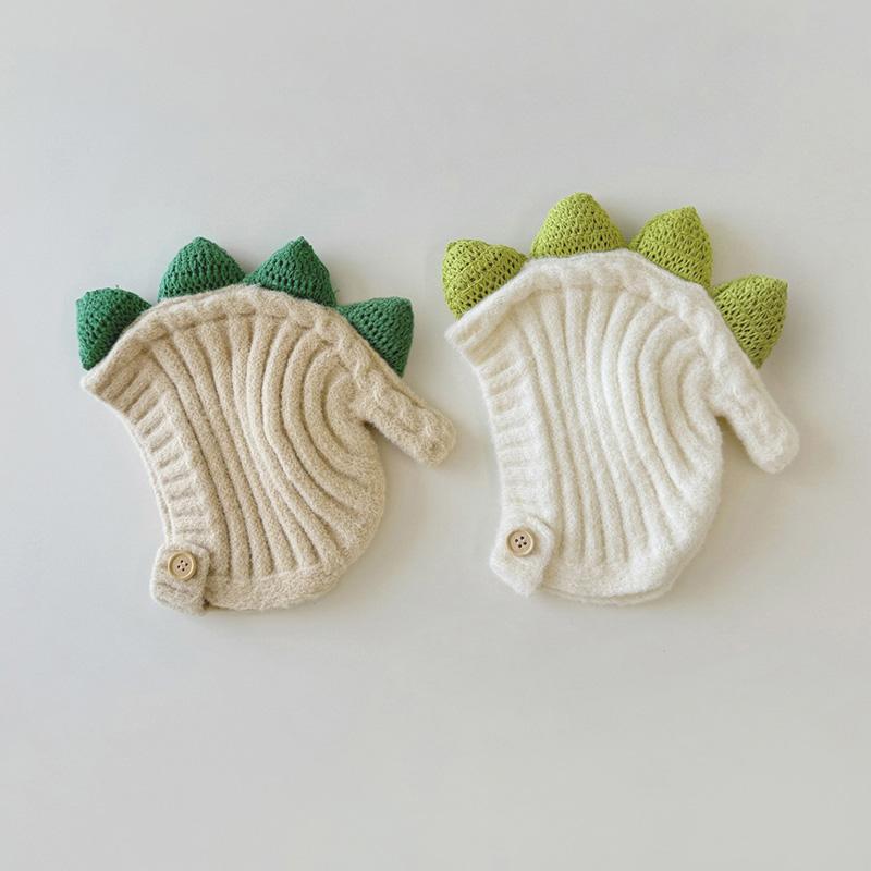 Niedliche Baby Wintermütze Cartoon Dinosaurier Kinder Strickmütze für Mädchen Jungen Mütze Babyhaube Säuglingsmütze Warme Ohren Kleinkindmütze 6-24M