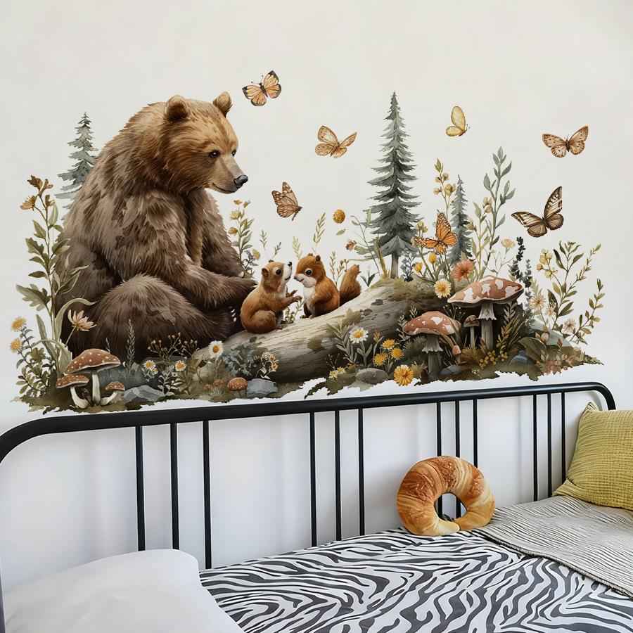 Fairy Tale Animal Wall Sticker for Kindergarten Classroom Removable Cartoon Forest Decor