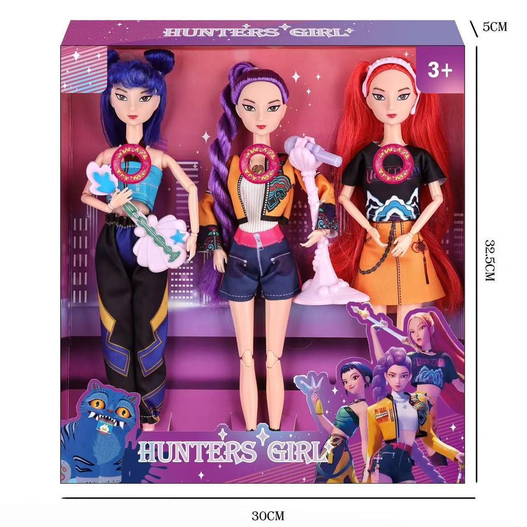 K-POP Demon Hunter Girl Group Doll with Music Accessories, 11.5" Soft Vinyl, 11 Joints