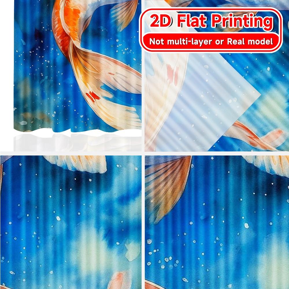 2 szt., zasłony DRUKOWANE PŁASKO 2D (Bez Roda) Koi Bliss Świąteczne Zasłony Modowe Wszechstronne Trwałe Poliestrowe Zasłony Zewnętrzne