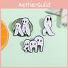 Whimsical White Ghost Badge Cute Cartoon Brooch Unique Alloy Fashion Accessory For All