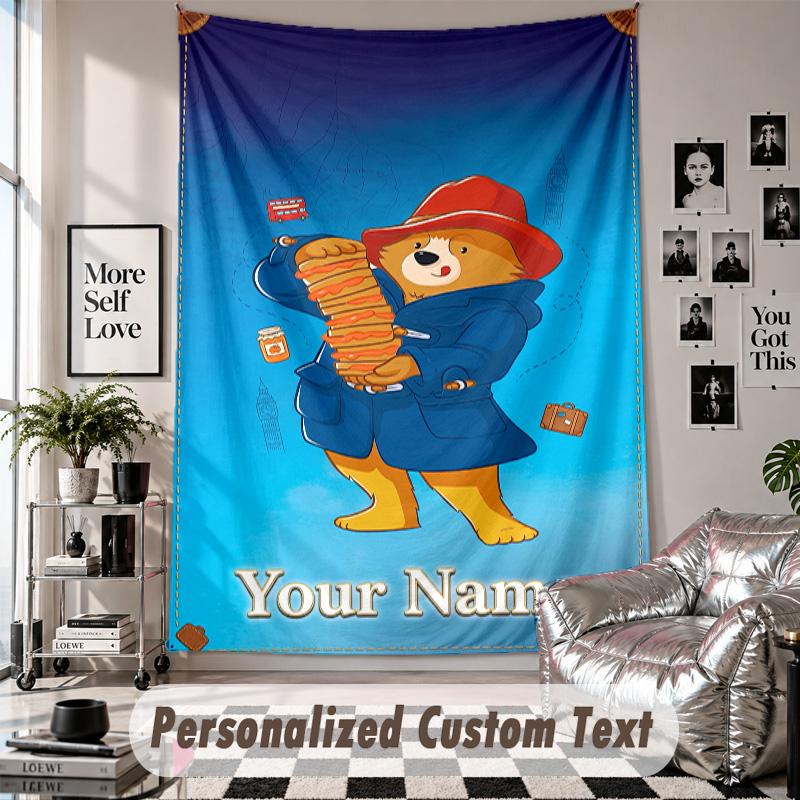Wall Hanging Tapestry With Custom Name & Text, Paddington Decorative Tapestry For Bedroom