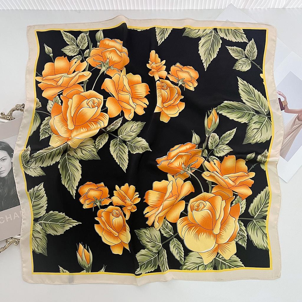 Luxury Print Square Silk Scarfs For Women Decorate Neck Ties Fashion 70*70Cm Kerchief Lady Summer Beach Hijab Female Neckerchief