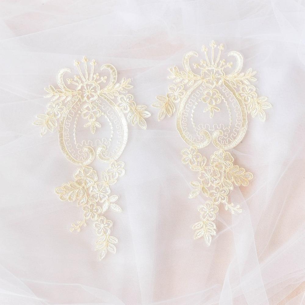 2pcs Organza Fabric Lace Applique Patch Handmade Craft DIY Sewing Lace Accessories  Quilting