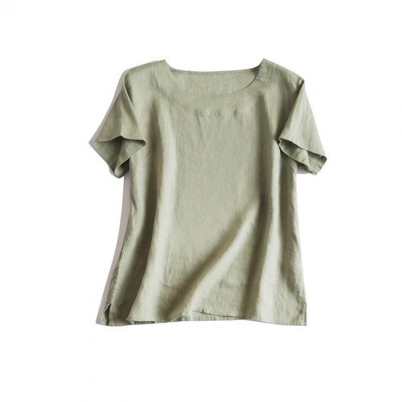 Summer Commuting Simple and Artistic Thin Round Neck Short Sleeve Women's Casual T-Shirt Top