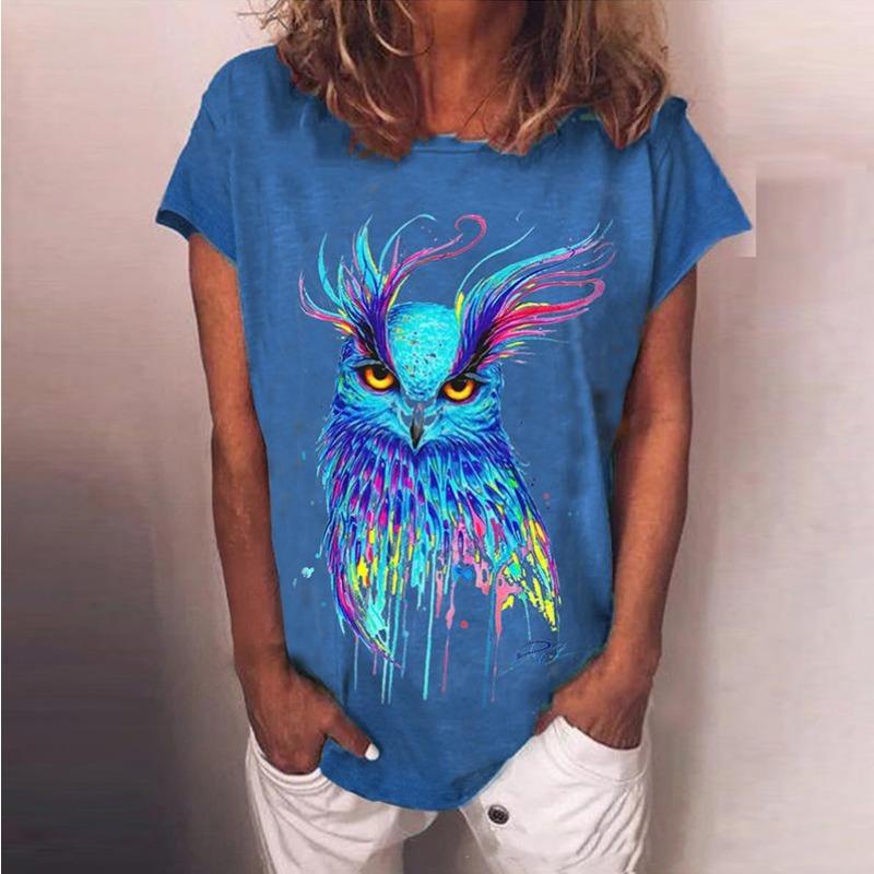 Summer Round Neck 3D Animal Print Top Fashionable Casual Short Sleeved Women's T-shirts