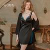 Women's Lace Deep V Padded Backless Slit Sleep Dress with Robe Lounge Set