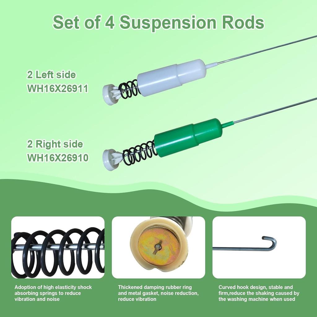 WH16X26910 WH16X26911 Washer Suspension Rods 4Pcs Suspension Rods Compatible with GE Washer Suspension Rod GTW335ASN1WW GTW335ASN2WW GTW460ASJ5WW