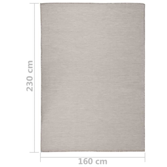 VidaXL Tapis à tissage plat d'extérieur 160x230 cm Taupe