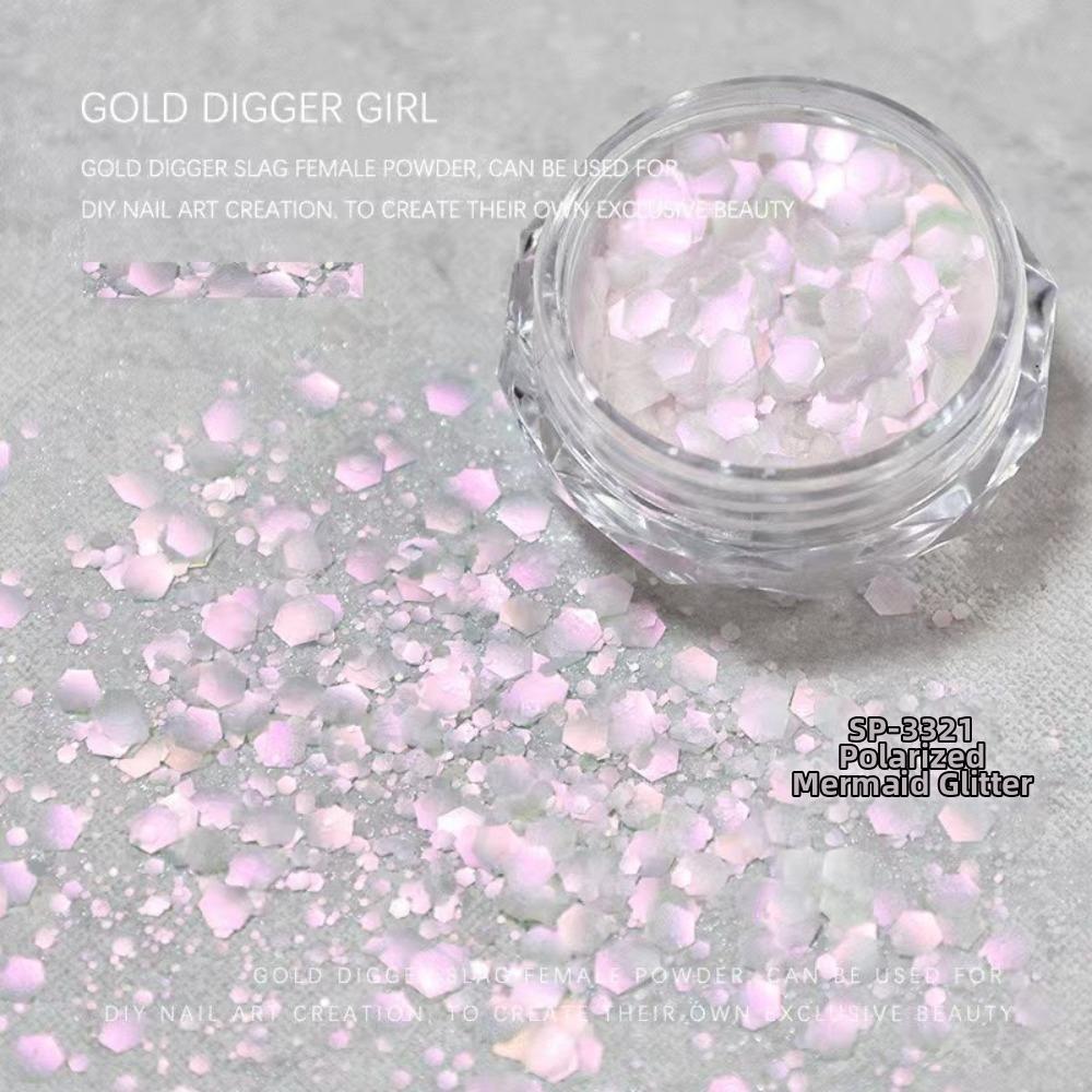 Heart Glitter Nail Art Glitter Flower Butterfly Mermaid Sequins DIY Nail Art Iridescent Prism Pink Cherry Blossom