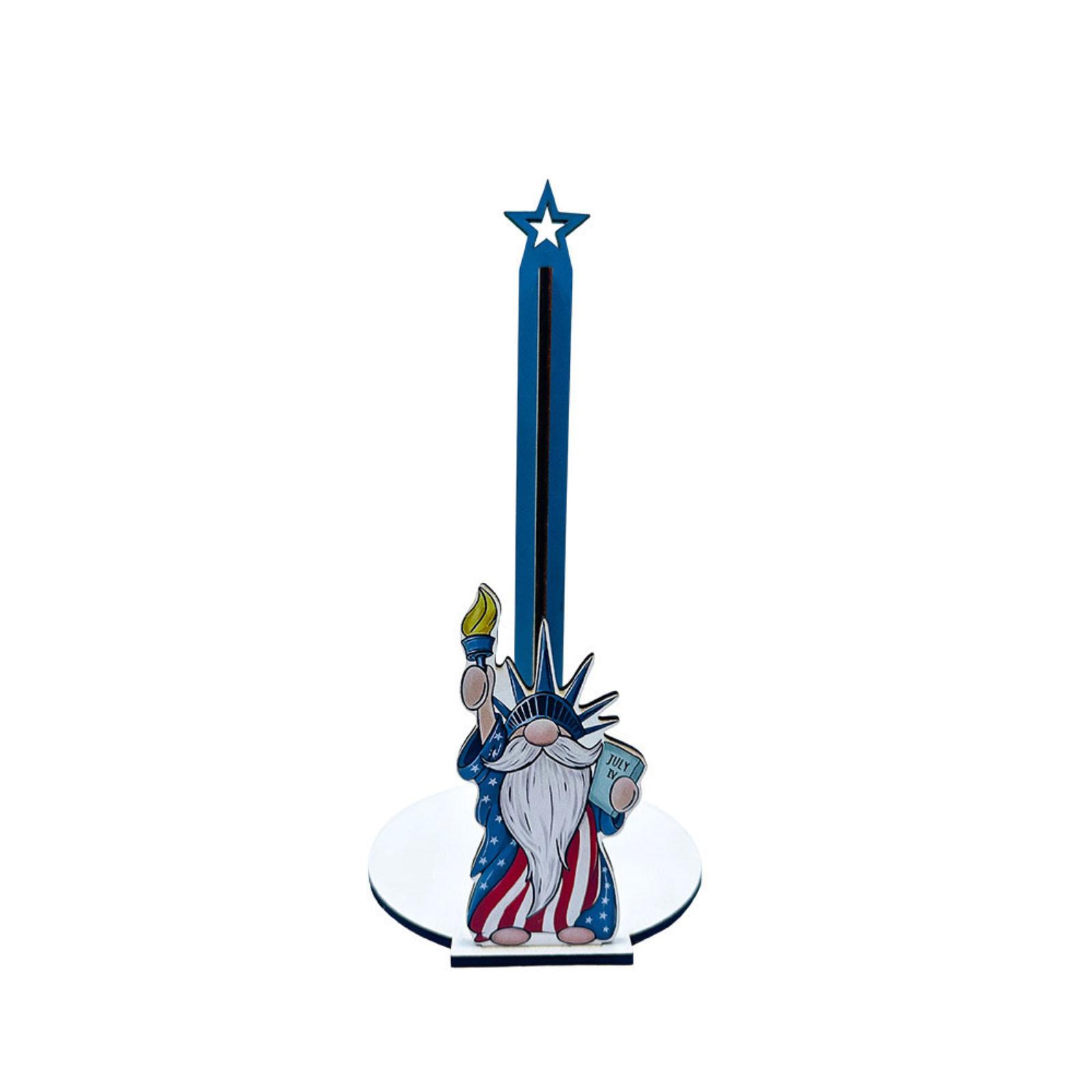 

Wooden Decorative Paper Towel Holder Freestanding Statue of Liberty Gnome Pattern Kitchen Organizer for Home Office Use One Size