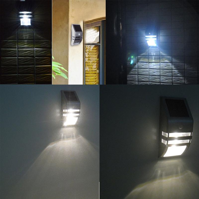 Waterproof PIR Motion Sensor Outdoor Wall Light LED Solar Light Stainless Steel Outdoor Garden Yard Security Wall Lamp IP44