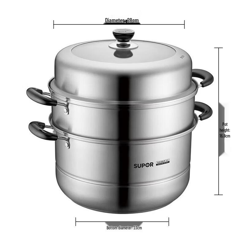 

Supor 28cm 3-Layer 304 Stainless Steel Steamer Pot