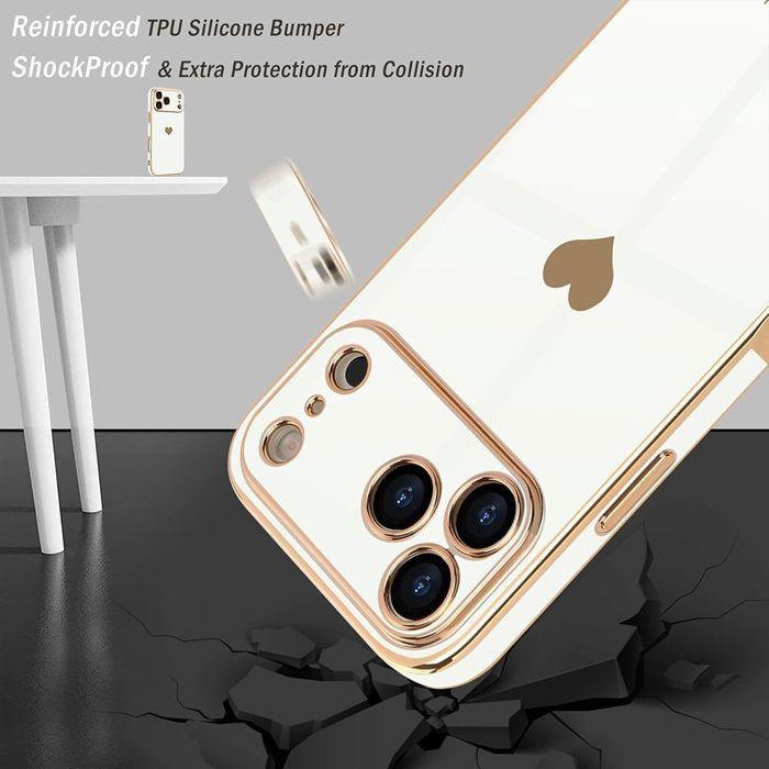 Coque pour iPhone 18 Pro, Silicone Souple Slim Antichoc avec Motif Cœur - Blanc