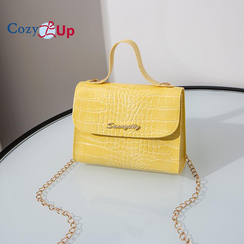 Уютная маленькая квадратная сумка с узором под крокодила на цепочке S-Mark — фото 9