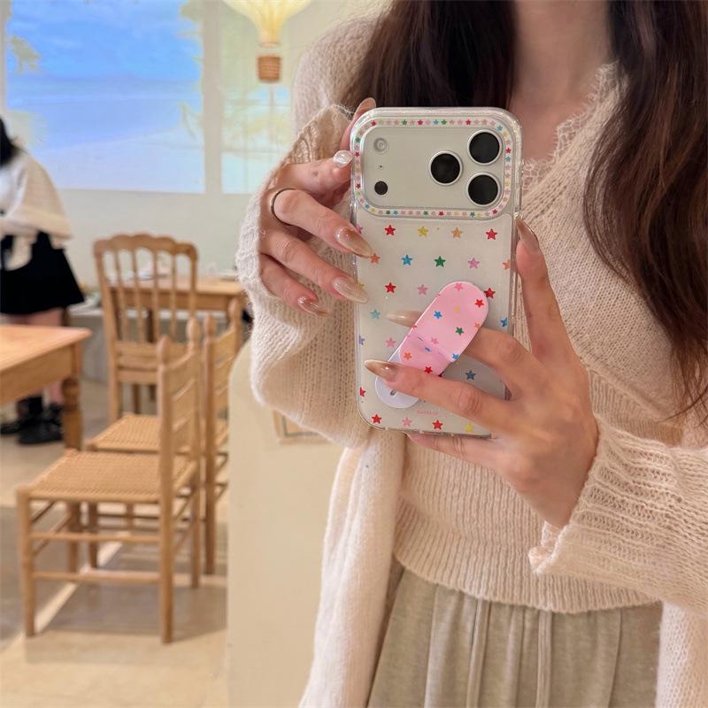 

Korean Star Dot iPhone 17/16 Pro Max/15/14 Girly Case iPhone 15 Pro