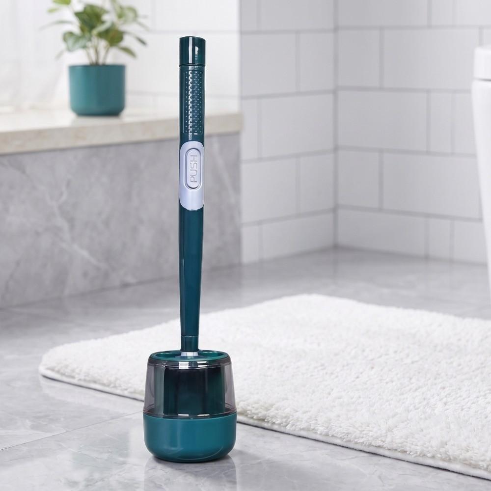 42*10cm Wall-mounted Liquid Adding Silicone Toilet Brush Household Toilet Daily Stain Cleaning