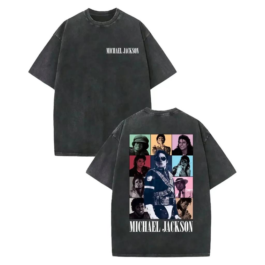 T-shirt Unisex Oversize Streetwear in Cotone Pesante Michael Jackson "This Is It" Collage Stile Retro Eras Tour Lavaggio Acido