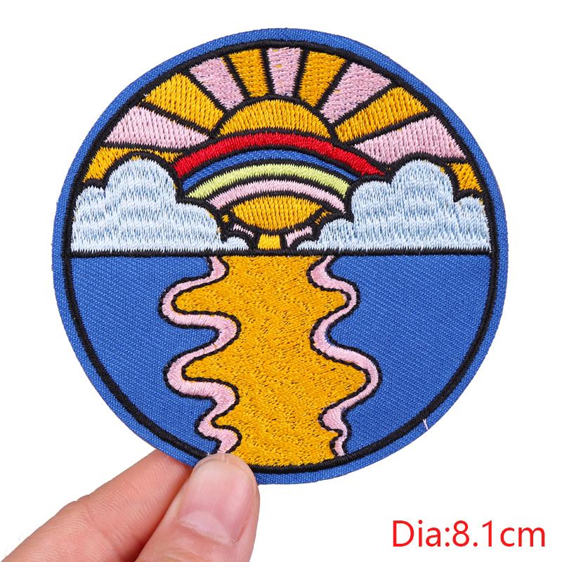 Regnbåge/BokstavsPatch Planet/UFO BroderiPatch Stryk på Patchar För Kläder Tecknad Broderad Patch På Kläder Strykning DIY