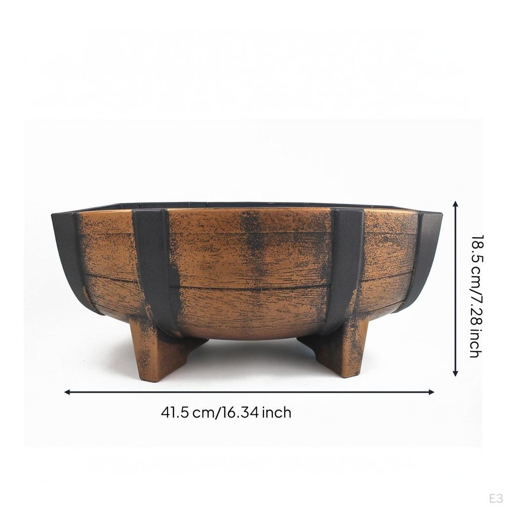 Imitation Vintage Barrel Planter Waterproof Wood-Look Container