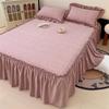 3pcs Bedding Simple Flower Bed Skirt With Pillowcases Wedding Bedspread Bed Sheet Mattress Cover Full Twin Queen King Bedsheets