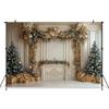 Mocsicka Christmas Background Photography New Year Party Tree Beige Wall Decorations Adult Child Photo Backdrop Studio Wallpaper