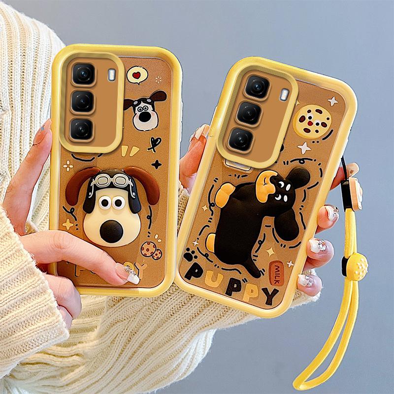 KEYSION Shockproof Case for Infinix Hot 50 4G 5G with Lanyard Soft Silicone Cute 3D Cartoon Doll Phone Cover for Infinix Hot 50 Pro 4G