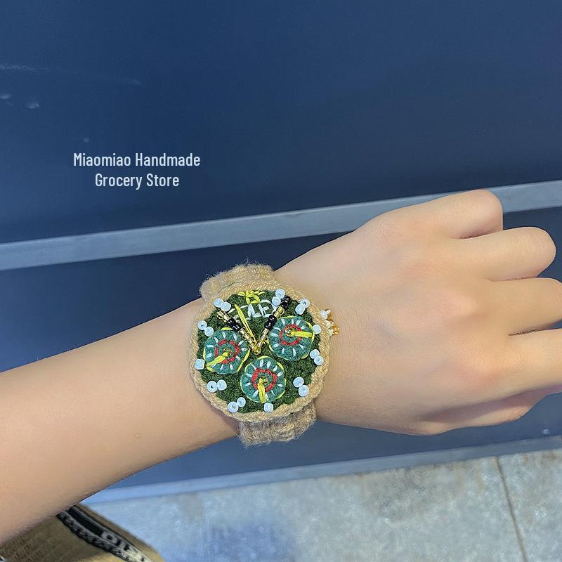 

Вязаные шерстяные часы в стиле Ван Юань - Мужские и женские наручные часы ручной работы, Идеально подходят для подарков высокого класса и креативных аксессуаров