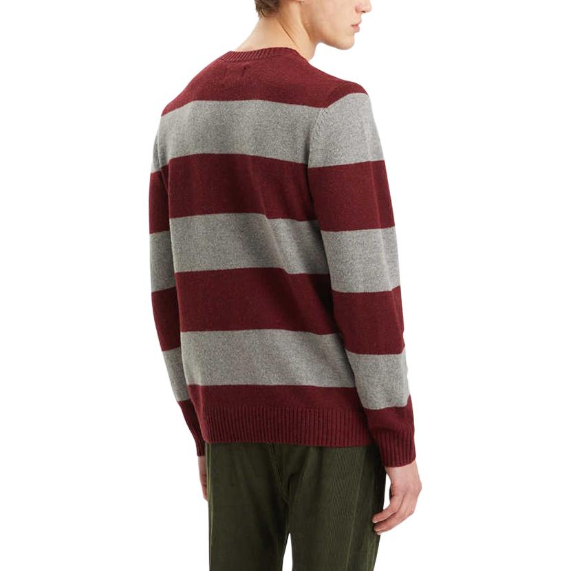 Levis Loose American Style Color Block Fashion Comfortable Long Sleeve Sweater Men Sweater Red Gray A4320-0017