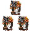 1-3PCS Farmhouse Pumpkin Cart Wreath Pumpkin Wreath Halloween Pumpkin Truck Wreath for Halloween Thanksgiving Decoration
